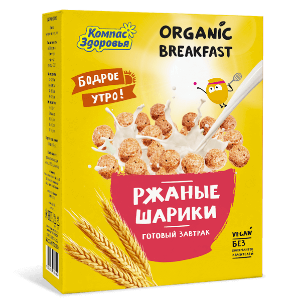 Шарики ржаные  "Organic Breakfast". Компас здоровья 0,1 кг.