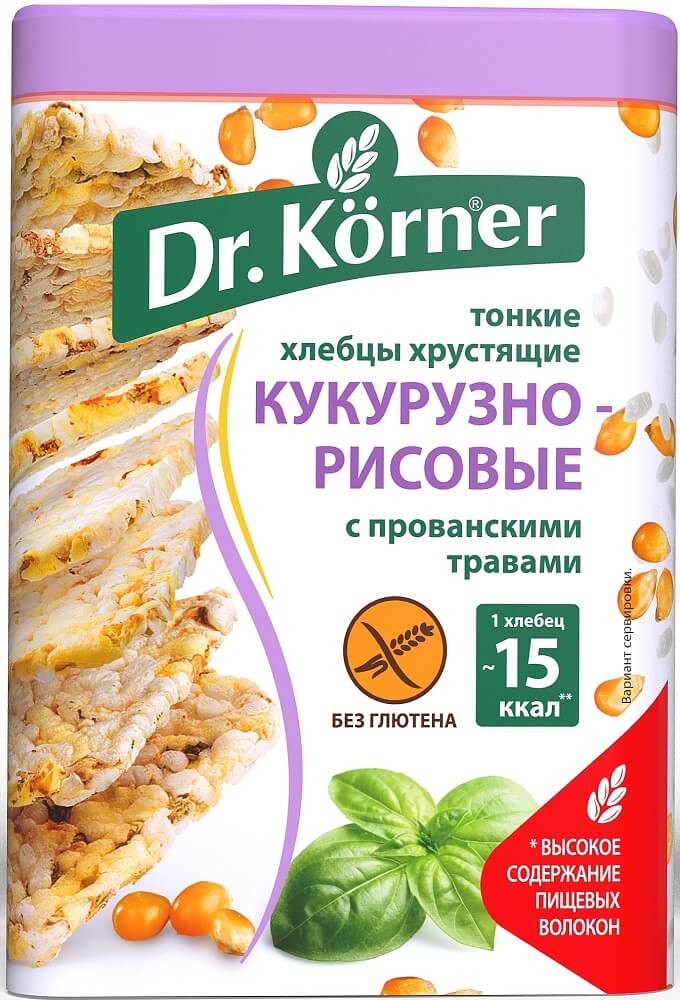 Хлебцы «Кукурузно-рисовые с прованскими травами». Dr. Korner, купить в магазине ЭКО-ПОЛЬЗА