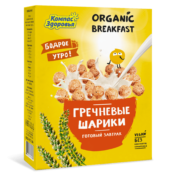 Шарики гречневые"Organic Breakfast". Компас здоровья 0,1 кг.
